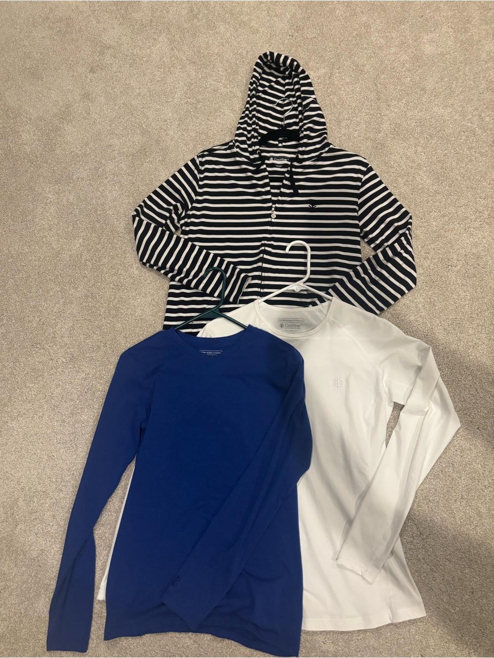 Coolibar 3-Piece Sun Protection Set — Blue, White & Black Stripes